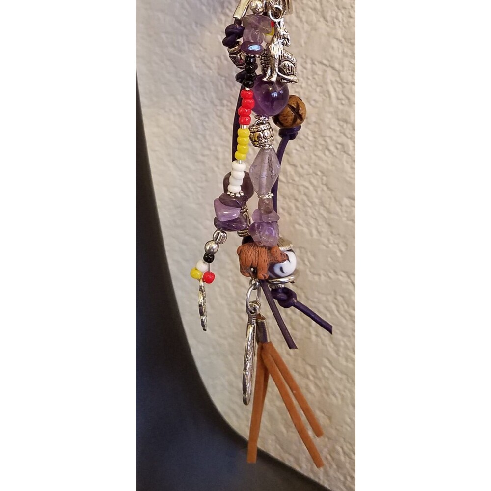 Bear Key Ring Medicine Wheel Totem - Key Ring/Fob for Purse Descriptive Bookmark